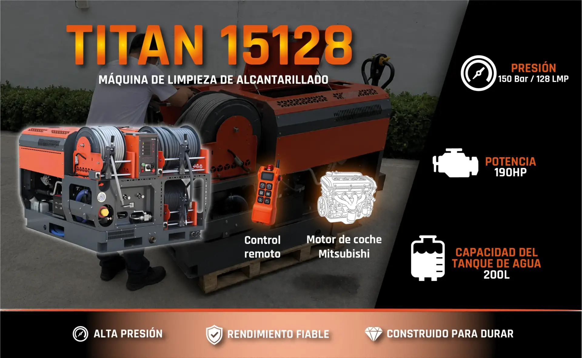 Equipo de hidrolavado para drenaje